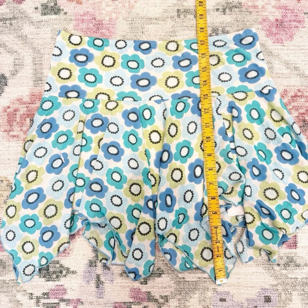 Vtg‎ Trixxi Womens Y2K Floral Mini Skirt Medium Assymetric Hem Boho Indie Fairy